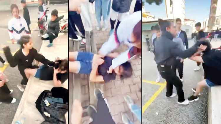 Akran Zorbaları… Tekme ve Yumruk Attı, Sa&ccedil;ından S&uuml;r&uuml;kledi