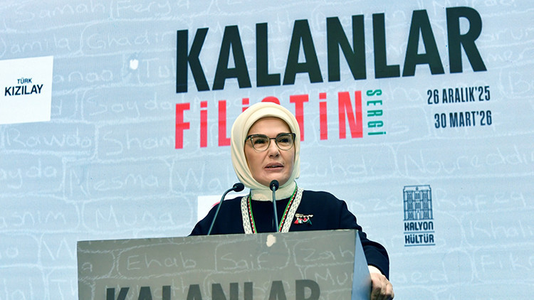 Emine Erdoğan, Kalanlar Filistin Sergisi'nin a&ccedil;ılışında mesaj verdi: "K&uuml;llerinden doğacak bir Gazze'ye inanıyoruz"