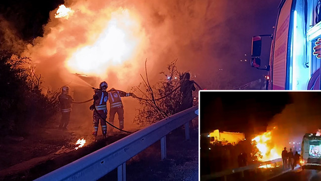 Hatay'da Feci Kaza: Bariyerlere &Ccedil;arpan TIR Alev Aldı, 2 Kişi Hayatını Kaybetti!