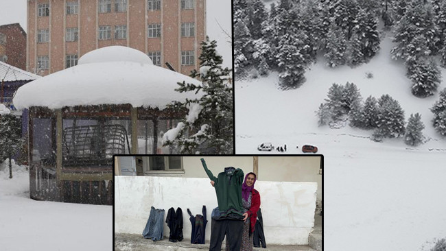 Kar Kalınlığı 2 Metreyi Aştı: Araçlar Tamamen Karda Kayboldu! 'Serdiğimiz Paltoların Hepsi Dondu'