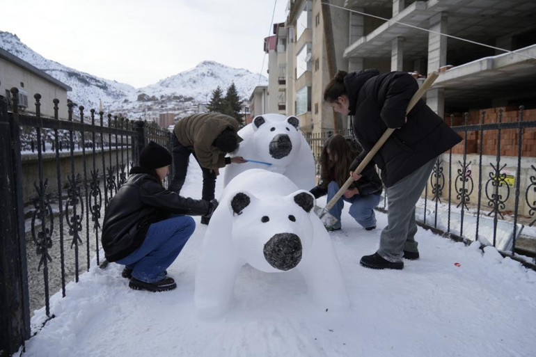 Anne ve yavru ayı heykeli