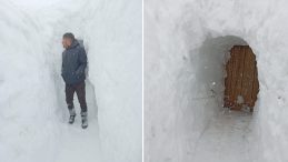 Kar kalınlığı 2 metreyi aştı, bazı evler kara g&ouml;m&uuml;ld&uuml;! &Ccedil;&ouml;z&uuml;m&uuml; t&uuml;nel kazmakta buldu