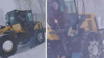 Kentte yollar ulaşıma kapandı! Hastaneden taburcu olan anne ve bebeği kep&ccedil;eyle evine g&ouml;t&uuml;r&uuml;ld&uuml;
