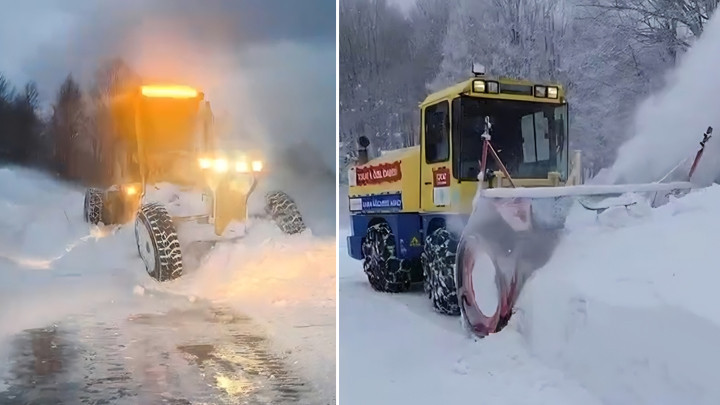 Tokat'ta Yoğun Kar Yağışı: Mahsur Kalan Minibüs Kurtarıldı