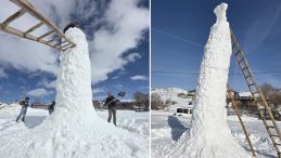 8 Metrelik Dev Kardan Adam Yapıldı