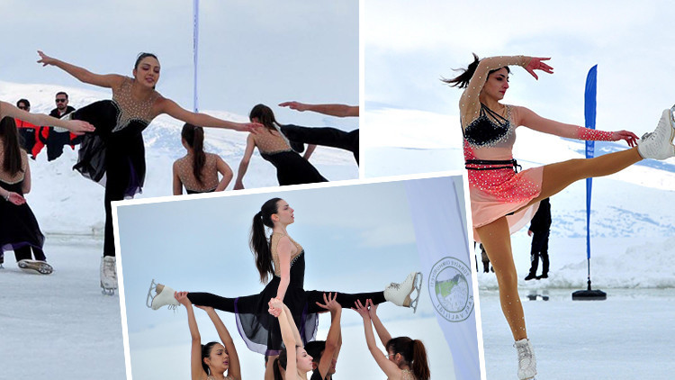 Anadolu'nun en soğuk b&ouml;lgelerinden biri: Donan g&ouml;l &uuml;zerinde renkli g&ouml;r&uuml;nt&uuml;ler