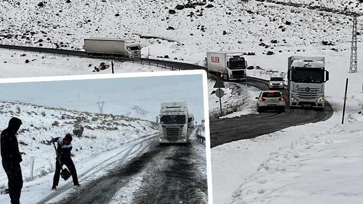 Ardahan'daki Buzlu Rampada TIR Şoförleri Mahsur Kaldı! Uzun Araç Kuyrukları Oluştu