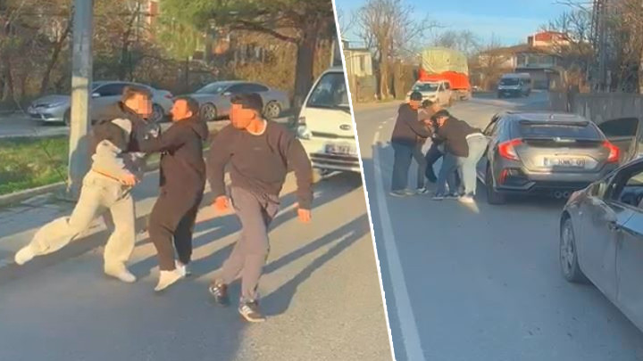 Arnavutk&ouml;y'de Trafikte Kavga! Yumruklar Havada U&ccedil;uştu