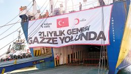 En b&uuml;y&uuml;k iyilik gemisi Gazze&rsquo;ye uğurlandı