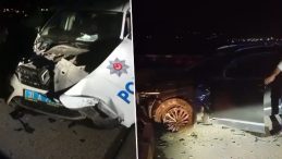 Hatay'da cip, polis aracına &ccedil;arptı: 2 yaralı