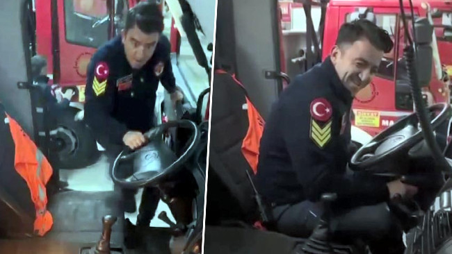 İtfaiyenin Baş Şof&ouml;r&uuml;ne Yapılan S&uuml;rpriz Korkuttu: &lsquo;Anam Anam Benim Evim&rsquo;