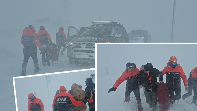 Karla Kaplı Fırtınada Ara&ccedil;larında Mahsur Kaldılar