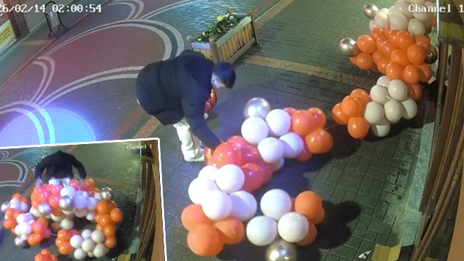 Sevgililer G&uuml;n&uuml; İ&ccedil;in Asılan Balonları Patlatan Kişi G&ouml;zaltında