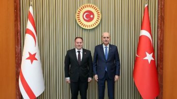 TBMM Başkanı Kurtulmuş, KKTC Cumhuriyet Meclisi Başkanı &Ouml;zt&uuml;rkler ile g&ouml;r&uuml;şt&uuml;