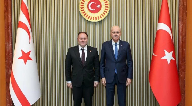 TBMM Başkanı Kurtulmuş, KKTC Cumhuriyet Meclisi Başkanı &Ouml;zt&uuml;rkler ile bir araya geldi