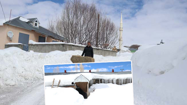 3 k&ouml;y yoğun kar yağışının altında kaldı: Baharda kışı yaşıyorlar!