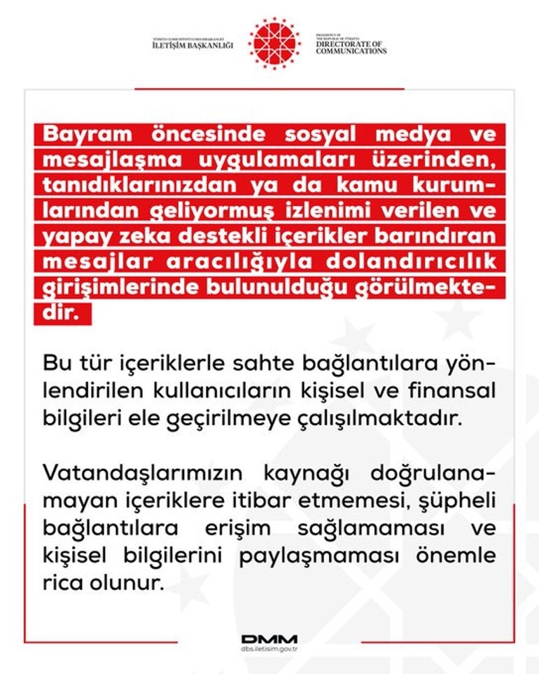 Dolandırıcılığa dair uyarı