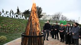 Azerbaycan Cumhurbaşkanı Aliyev, Hocavent'te Nevruz ateşini yaktı