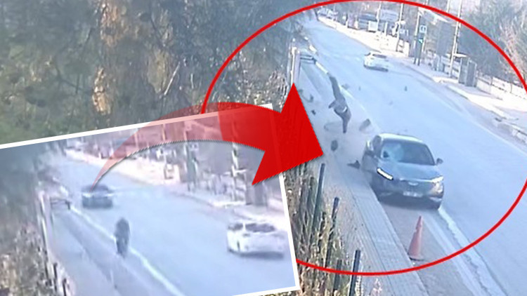 Bisikletlinin feci &ouml;l&uuml;m&uuml; kamerada: Arkadan geldi, bir anda y&ouml;n değiştirip havaya savurdu