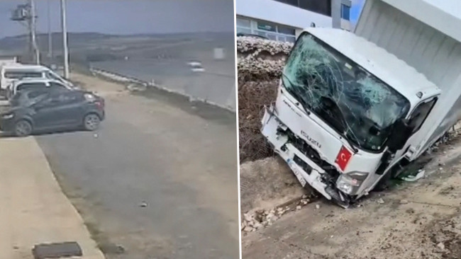 &Ccedil;atalca'da feci kaza: Direksiyon hakimiyetini kaybetti ref&uuml;je &ccedil;arptı! O anlar kamerada