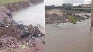 Diyarbakır&rsquo;da sağanak sonrası dere taştı, yol su altında kaldı