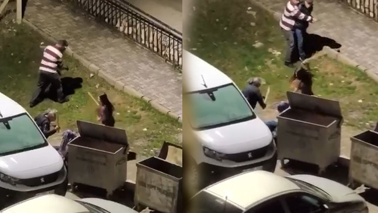 Feci Dayak Kamerada: Kadının Komşuları Sopalarla Aşağı İndi