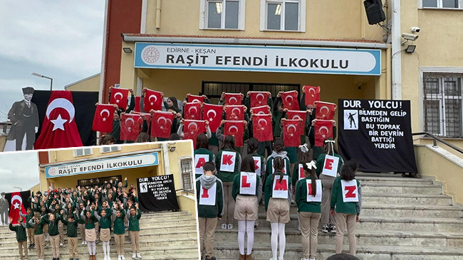 Keşan&rsquo;da &Ouml;ğrencilerden &Ccedil;anakkale Zaferi'nin 111&rsquo;inci Yıl D&ouml;n&uuml;m&uuml;ne &Ouml;zel Koreografi