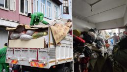 Mahkeme kararıyla ekipler harekete ge&ccedil;ti: Evden 4 kamyon &ccedil;&ouml;p &ccedil;ıktı