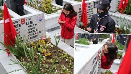 Samsun'da y&uuml;rekleri sızlatan an: Hi&ccedil; g&ouml;rmediği şehit dayısının fotoğrafını &ouml;p&uuml;p, defalarca okşadı