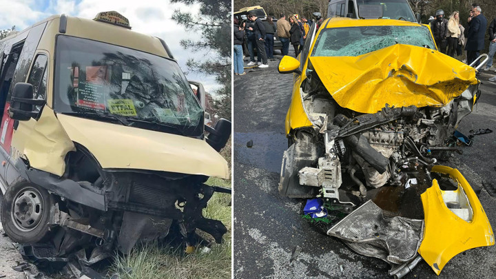 Sarıyer'de feci kaza! Taksiyle yolcu minib&uuml;s&uuml; &ccedil;arpıştı: 1 &ouml;l&uuml;, 4 yaralı