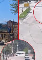 Amasya&rsquo;da alkoll&uuml; s&uuml;r&uuml;c&uuml; dehşet sa&ccedil;tı! Minib&uuml;s durağa daldı: 2 &ouml;ğrencinin kıl payı kurtulduğu kaza kamerada!