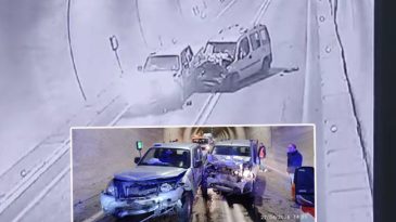 Artvin'de 7 kişinin yaralandığı t&uuml;nel kazası kamerada