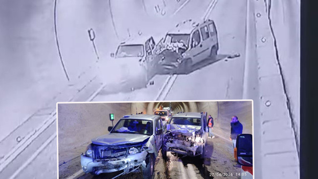 Artvin'de 7 kişinin yaralandığı t&uuml;nel kazası kamerada