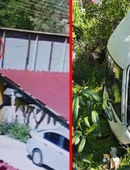 Artvin'de otomobile &ccedil;arpan minib&uuml;s&uuml;n şarampole u&ccedil;tuğu kaza kamerada!