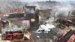 Balıkesir&rsquo;de korkutan yangın! Alevler &ccedil;&ouml;p evi sardı: İtfaiye zehirli gaz y&uuml;z&uuml;nden zor anlar yaşadı!
