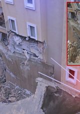 Bursa'da 7 Katlı Binada B&uuml;y&uuml;k Panik: İstinat Duvarı &Ccedil;&ouml;kt&uuml;!