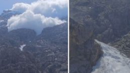 Dağdan D&uuml;şen Devasa K&uuml;tle ile Nehrin &Ouml;n&uuml; Kesildi