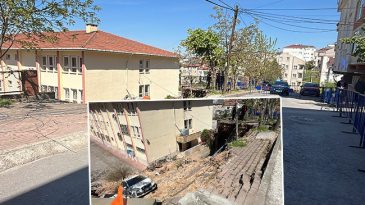 İstinat duvarı &ccedil;&ouml;kt&uuml;: Park halindeki ara&ccedil; okul bah&ccedil;esine s&uuml;r&uuml;klendi