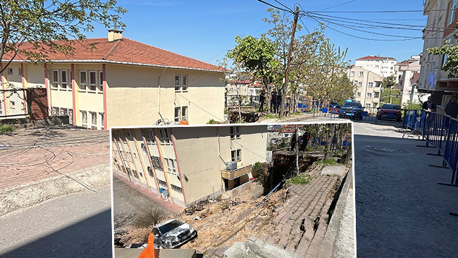 İstinat duvarı &ccedil;&ouml;kt&uuml;: Park halindeki ara&ccedil; okul bah&ccedil;esine s&uuml;r&uuml;klendi