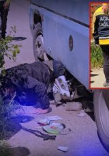 Karab&uuml;k'te Dehşet Anları: Minib&uuml;s&uuml;n Altına Ok Gibi Saplandı