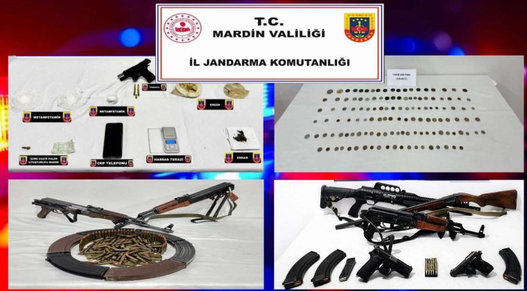 Mardin'de silah ve tarihi eser ka&ccedil;ak&ccedil;ılığı operasyonu: 6 g&ouml;zaltı
