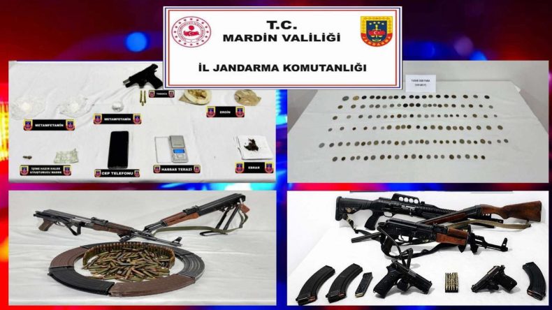 Mardin'de silah ve tarihi eser ka&ccedil;ak&ccedil;ılığı operasyonu: 6 g&ouml;zaltı