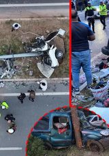 Mersin&rsquo;de feci kaza! Aydınlatma direğine &ccedil;arpan otomobil ikiye b&ouml;l&uuml;nd&uuml;: Yaralılar var!