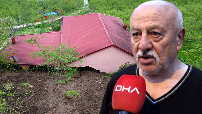 Misafirliğe gitti, &ouml;l&uuml;mden d&ouml;nd&uuml;! Trabzon'da iki katlı ev toprağa g&ouml;m&uuml;ld&uuml;