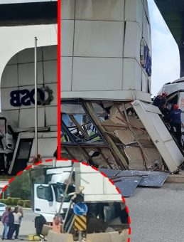 Osmaniye&rsquo;de Y&uuml;rekleri Ağza Getiren Kaza: Tır Gişe Kabinine Saplandı
