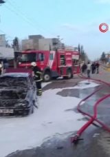 Otomobil, alev alev yandı