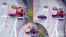 Sakarya&rsquo;da feci kaza! Direksiyon hakimiyeti kaybolan otomobil karayolları ekibini ezdi: Korku dolu anlar kamerada&hellip;