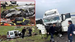 Şanlıurfa'da sabah saatlerinde feci kaza: TIR ile &ccedil;arpışan ara&ccedil; hurdaya d&ouml;nd&uuml;! 2 kişi hayatını kaybetti