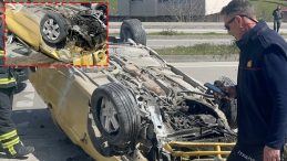 Sinop&rsquo;ta feci kaza! Direksiyon hakimiyetini kaybetti: Takla atarak metrelerce s&uuml;r&uuml;klendi!